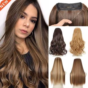No Clip Invisible Wire Hair Extensions Straight Synthetic Cl