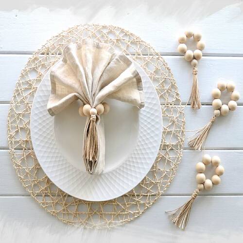 4Pcs Handme Natural Wooden Be Napkin Rings Holder For We