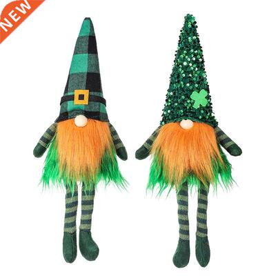 Patrick's Day Gnome Plush Elf Decorations Plaid Clov