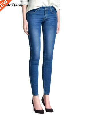Low Waist Bleached Elasticity Skinny Jeans Fashion Slim Lady