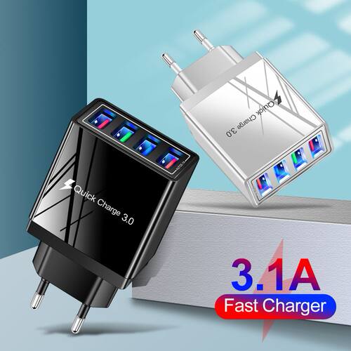 USB Fast Charger 5V 3A Charger 3.0 Fast Charger 4 Port LED L