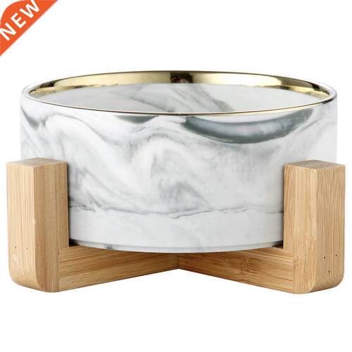 Nordic Marble Ceramic Bowl with Bamboo Rack Holder Stackable