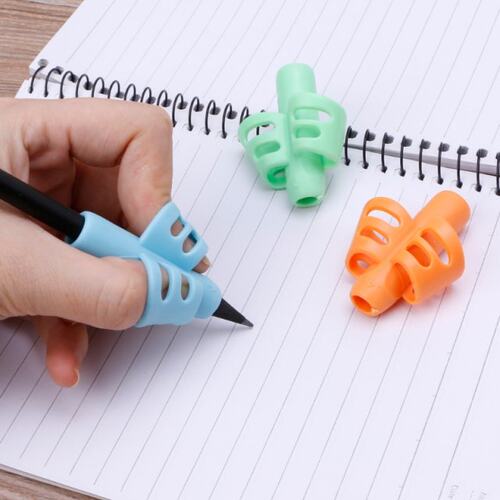 3Pcs Two-finger Grip Silicone Baby Pencil Holder Learn Writi