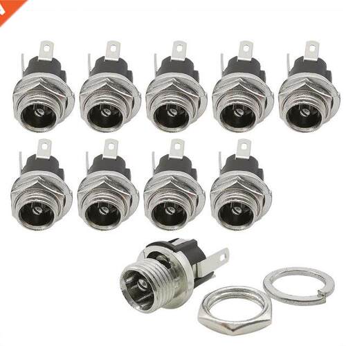 10/20Pcs Metal 5.5 x 2.1mm DC Power Socket Connector With Nu