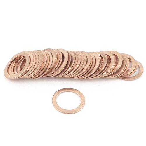 50PCS 22mm OD 16mm ID 1mm Thick Copper Flat Washer Oil Brake