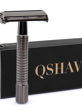 QSHAVE 8.7cm Short Handle Classic Safety Razor with 5 blades