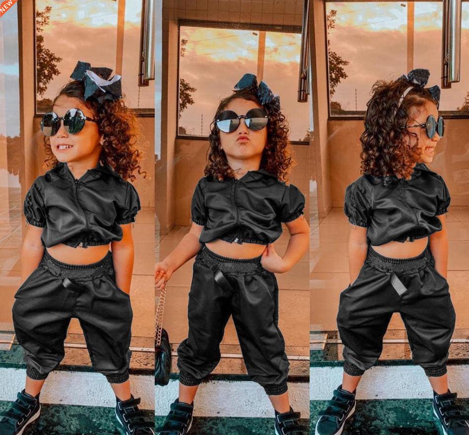 FOCUSNORM 1-6Y Fashion Kids Girls 2pcs Clothes Sets Solid Co