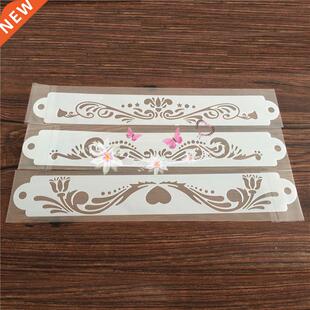 3Pcs 310*45mm Rose & Waves Lace Totem Stencil Pad Plasti
