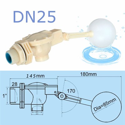 1'' Adjustable Plastic Float Ball Valve Automatic Fill Float