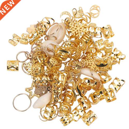 110pcs Golden Hair Braid Rings  Dreadlocks Pendant Hair B