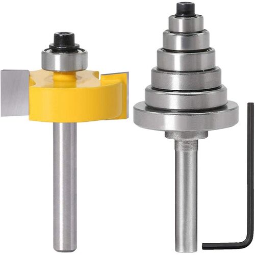 1/2 Inch Shank Rabbet Router Bit with 6 Bearings Set Interch
