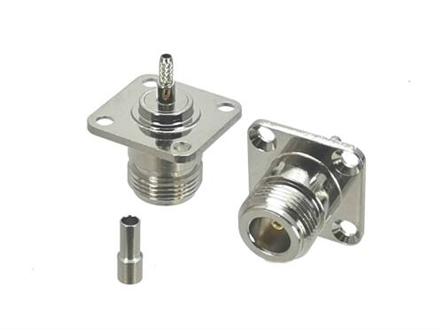 1Pcs Connector N Female 4-holes Flange Crimp RG316 RG174 LMR