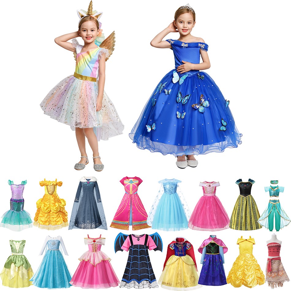 Girl Princess Costume Frozen Anna Elsa Snow White Cosplay Fa