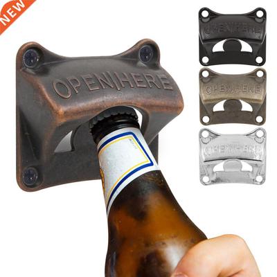 Zinc Alloy Wall-hanging Bottle Opener Beer Corkscrew Square