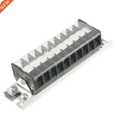 660V 15A DIN Rail Base Dual Row 10 Position Screw Terminal B