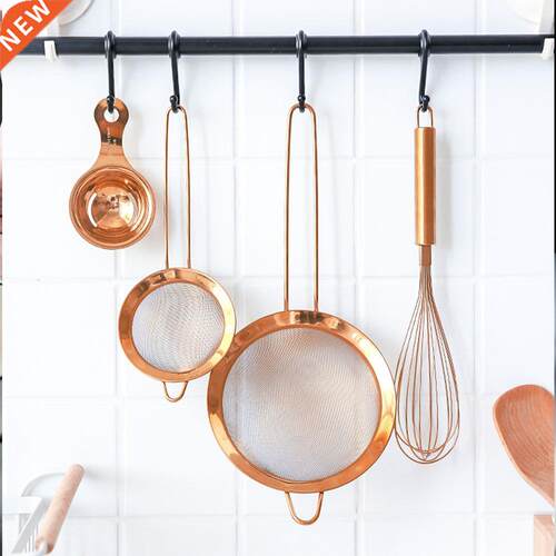 Stainless Steel Long Handle Flour Seive Strainer Rose Gold S