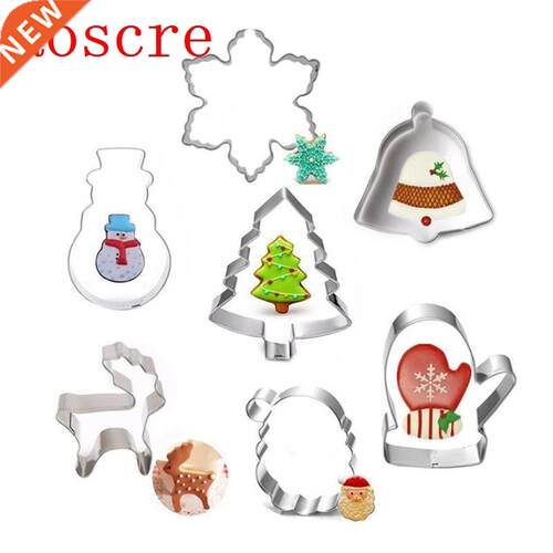 7PCS Christmas Cookie Cutter Xmas Tree Bell Shape Cake Mould