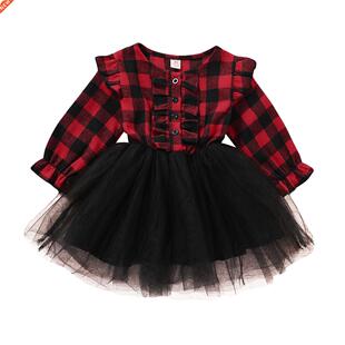 Kids Baby Girl Mesh Tutut Dress Christmas Party Long Sleeve