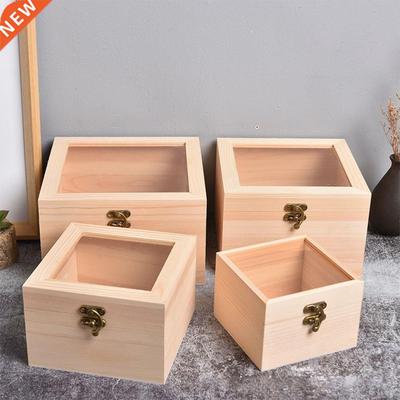 Wooden Storage Box Square Square Hinged Craft Gift Boxes Con