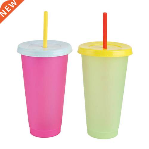 5pcs Color Changing Mug Reusable Plastic Tea Cup Coffee Cup