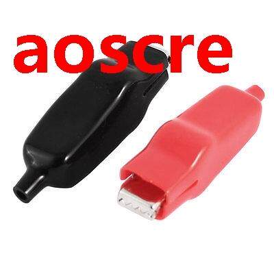 2 Pcs 76mm Plastic Coated Battery Metal Alligator Clips Clam