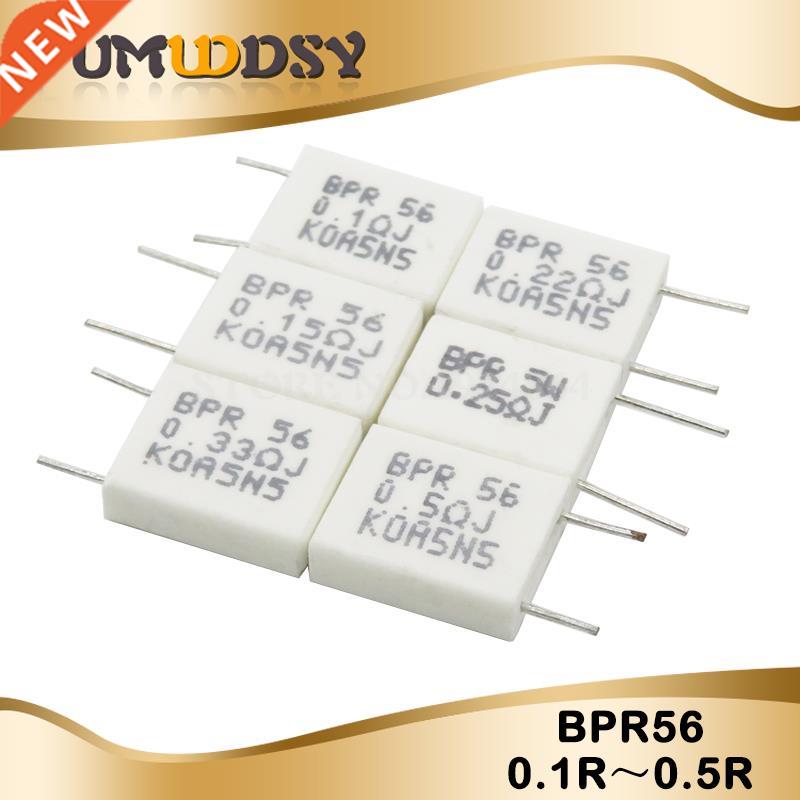 10pcs BPR56 5W 0.1 0.15 0.22 0.25 0.33 0.5 ohm Non-inductive