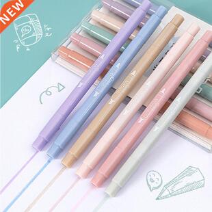 6 Cors Portable Highlighters Markers Pen Dual-ended Premiu