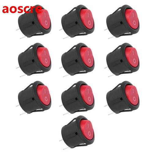 10Pcs Rocker Switch Power Switch Round Boat 2 Pin 2 Position