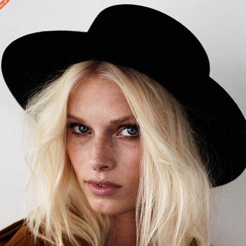 New Fashion Wool Pork Pie Boater Flat Top Hat For Women'