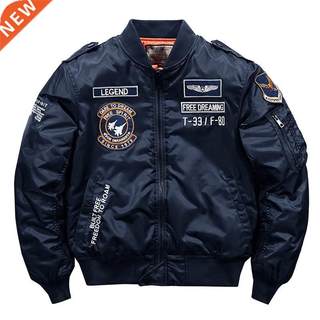 Hip hop Jacket Men High quality Thick Navy White Military m