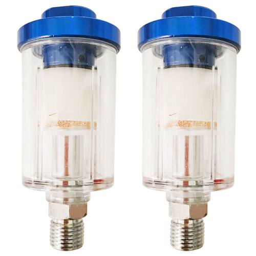 1/4 Blue Spray Gun Line Mini Filter Water Trap Clear Paintin