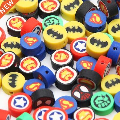 20/50/100pcs Round Cartoon Clay Spacer Beads Polymer Clay Be