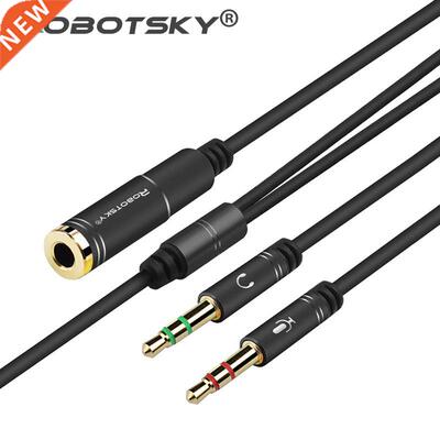 Jack .5mm Audio Cable Headphone Microphone Splitter 2 Male