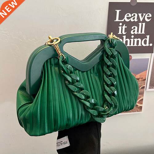 Famouse Brand Handbag With Thi Chain Handle Designer Pleat