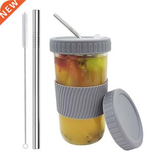 Portable Glass Cup Bubble Tea Reusable Glass Coffee Cups Lea