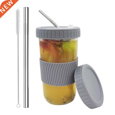 Portable Glass Cup Bubble Tea Reusable Glass Coffee Cups Lea