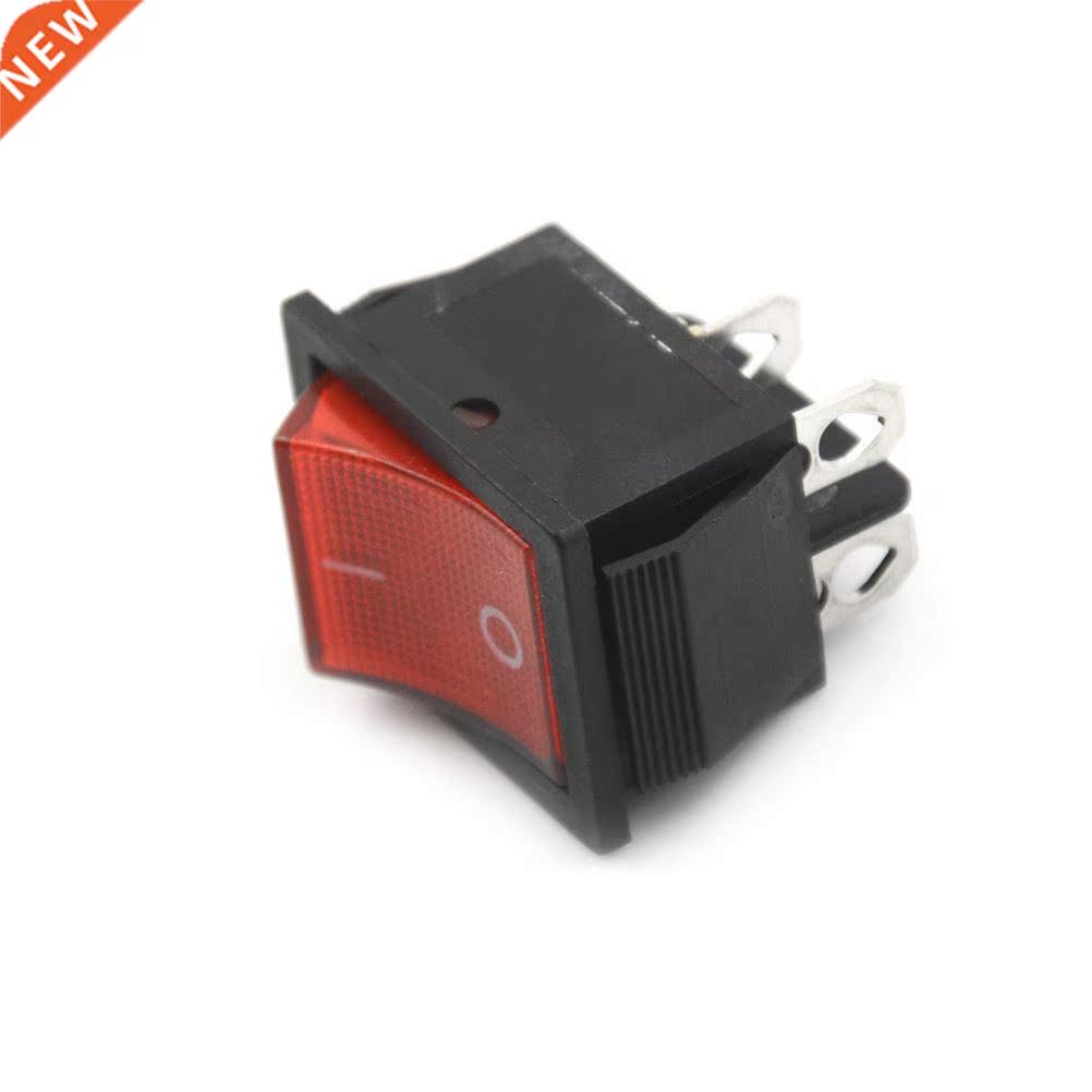 1PCS Durable Red Button Rocker Switch With Cover 4 Plugs 16A