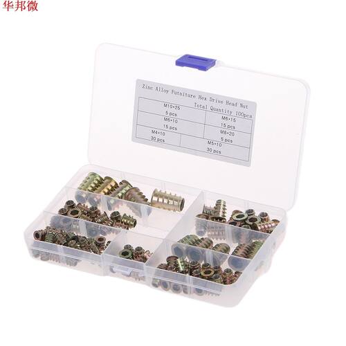 100pcs Zinc Alloy Furniture Hex Socket Screw Inserts M4 M5 M