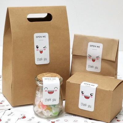 40-100pcs Thank You Decoration Rectangle Stickers Seal Label