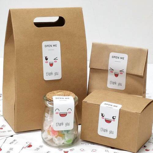 40-100pcs Thank You Decoration Rectangle Stickers Seal Label