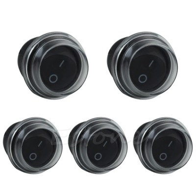5X 2Pin 12V Round Black SPST ON-OFF Rocker Boat Switch Snap