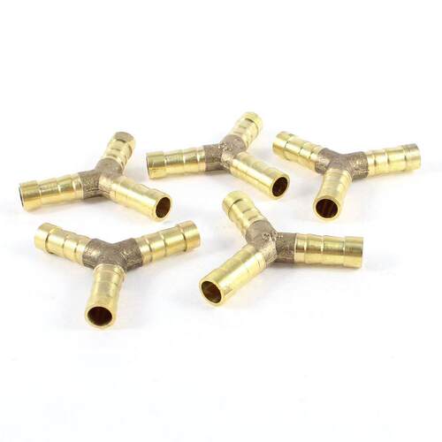 5 Pcs Brass YShape 3 Ways Barb Fitting Adapter for 8mm Tube