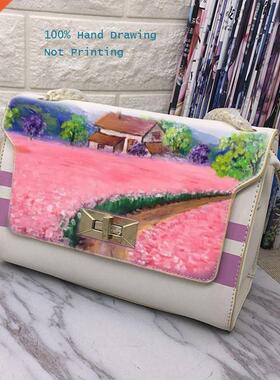 ART Hand painted flowers ROSE 2020 handbag designer bag cro