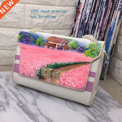 ART Hand painted flowers ROSE 2020 handbag designer bag cro