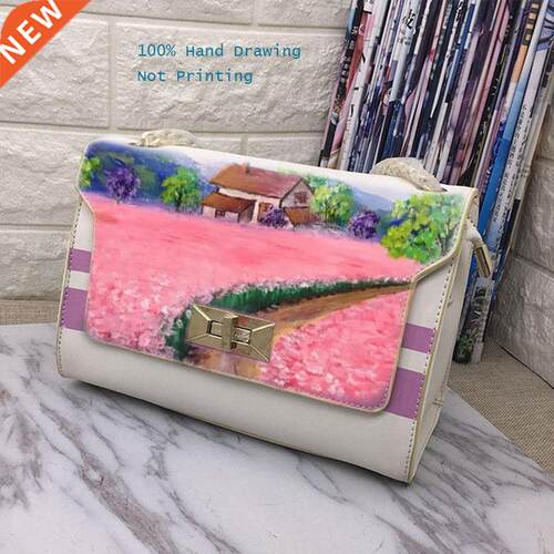 ART Hand painted flowers ROSE 2020 handbag designer bag cro