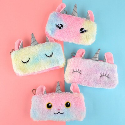 Unicorn Plush School Pencil Case for Girls Pencilcase Cute