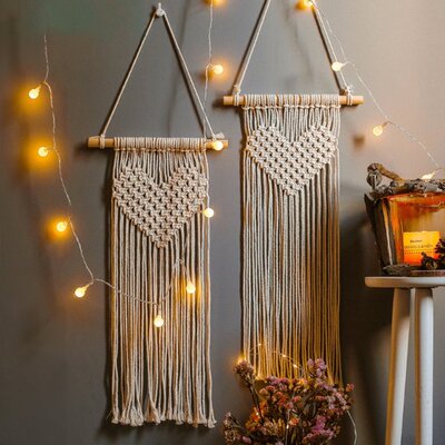 Heart Macrame Tapestry Wall Boho Decor Hanging Tapestry Wedd