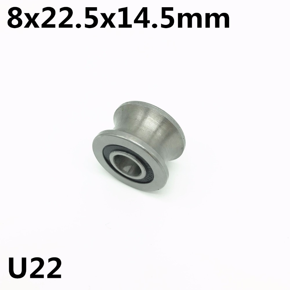 2pcs U22 8x22.5x14.5x1.5 mm U Groove Ball Bearing Guide Tra