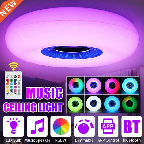 48W RGB Dimmable E27 LED Ceiling Lamp Home Lighting bluetoot