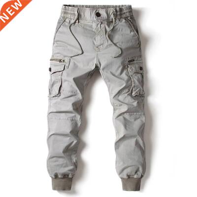 Cargo Pants Men Jogging Casual Pants Cotton Full Length Mili